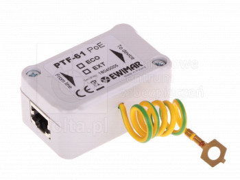 PTF-61-ECO/PoE 1-kanałowe zabezpieczenie przeciwprzepięciowe serii ECO z ochroną PoE do instalacji Gigabit Ethernet